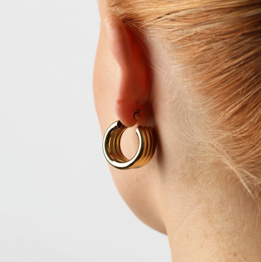 Liv multi layerd stud earrings gold