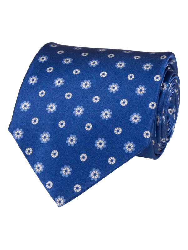 Blue Flower Silk Tie