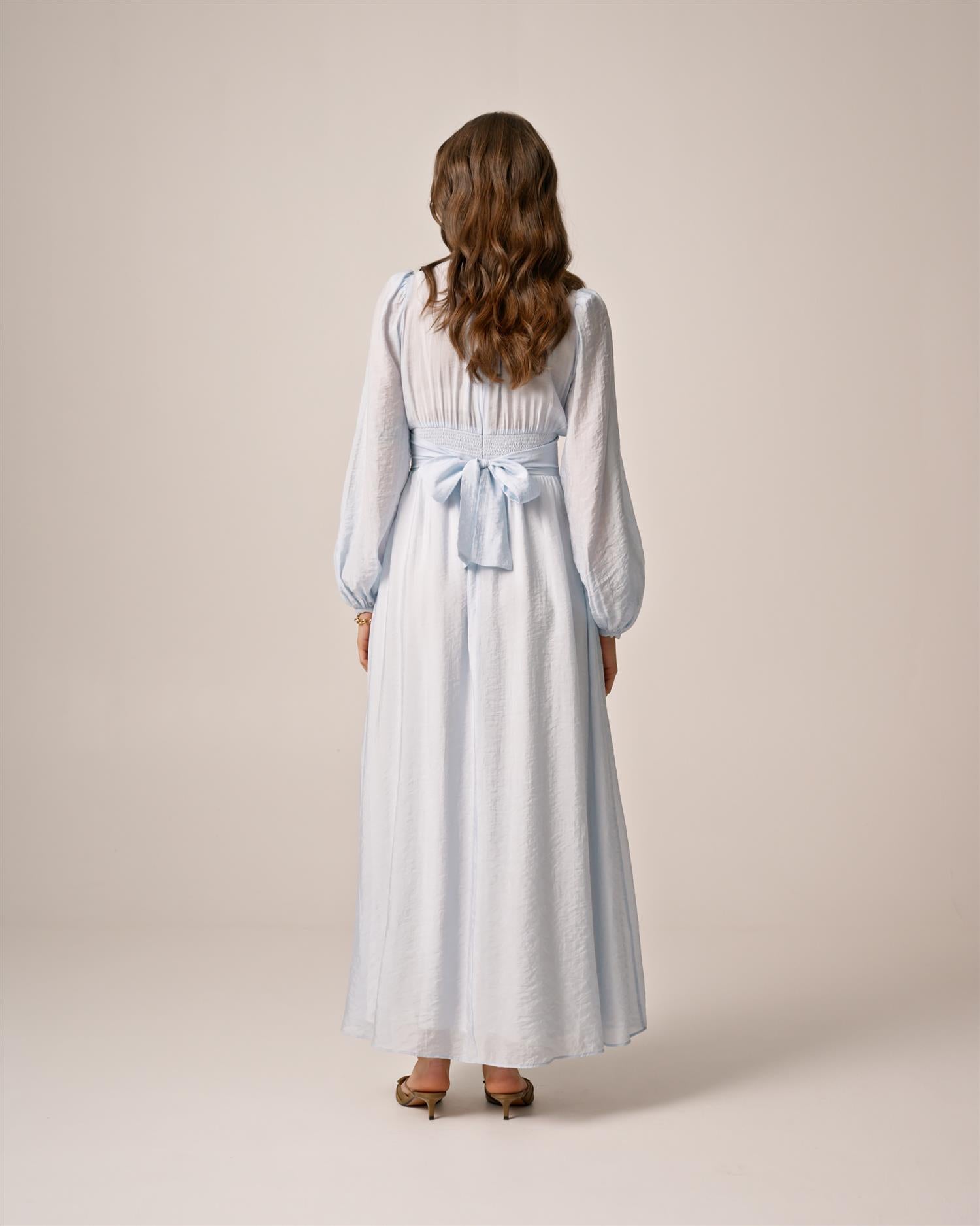 Viscose V-Neck Dress PF25 Light Blue