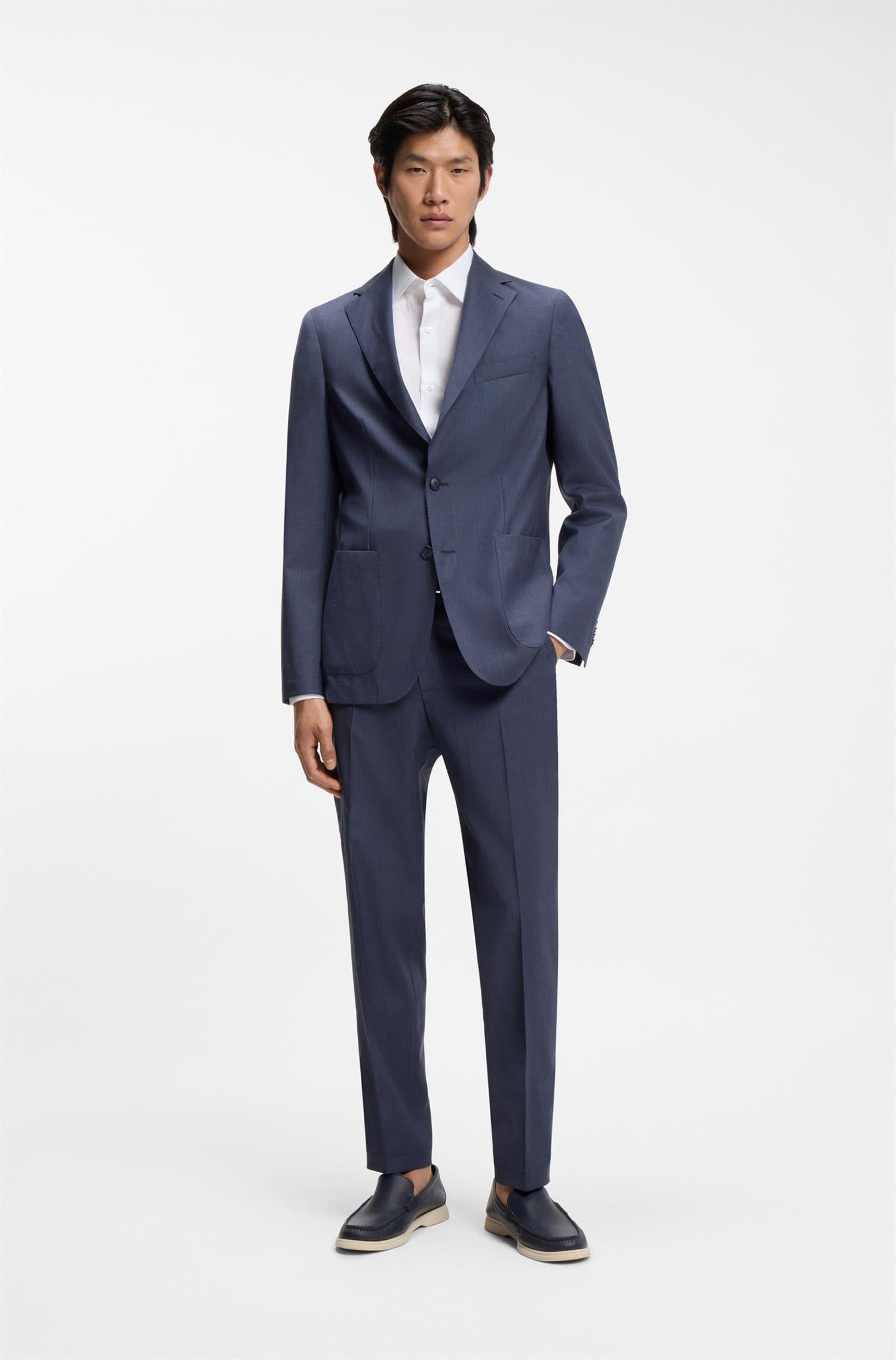 P-Perin Tapered-fit trousers in washable air wool Blue