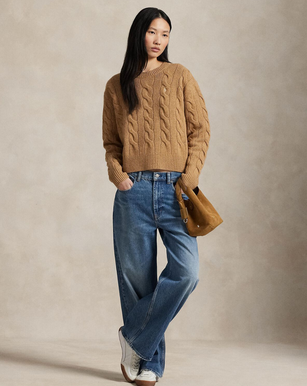 Cable Knit Wool/Cash Camel