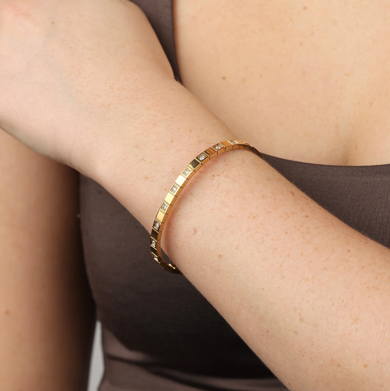 Meg - Crystal Bangel Bracelet Stainless Steel - Gold