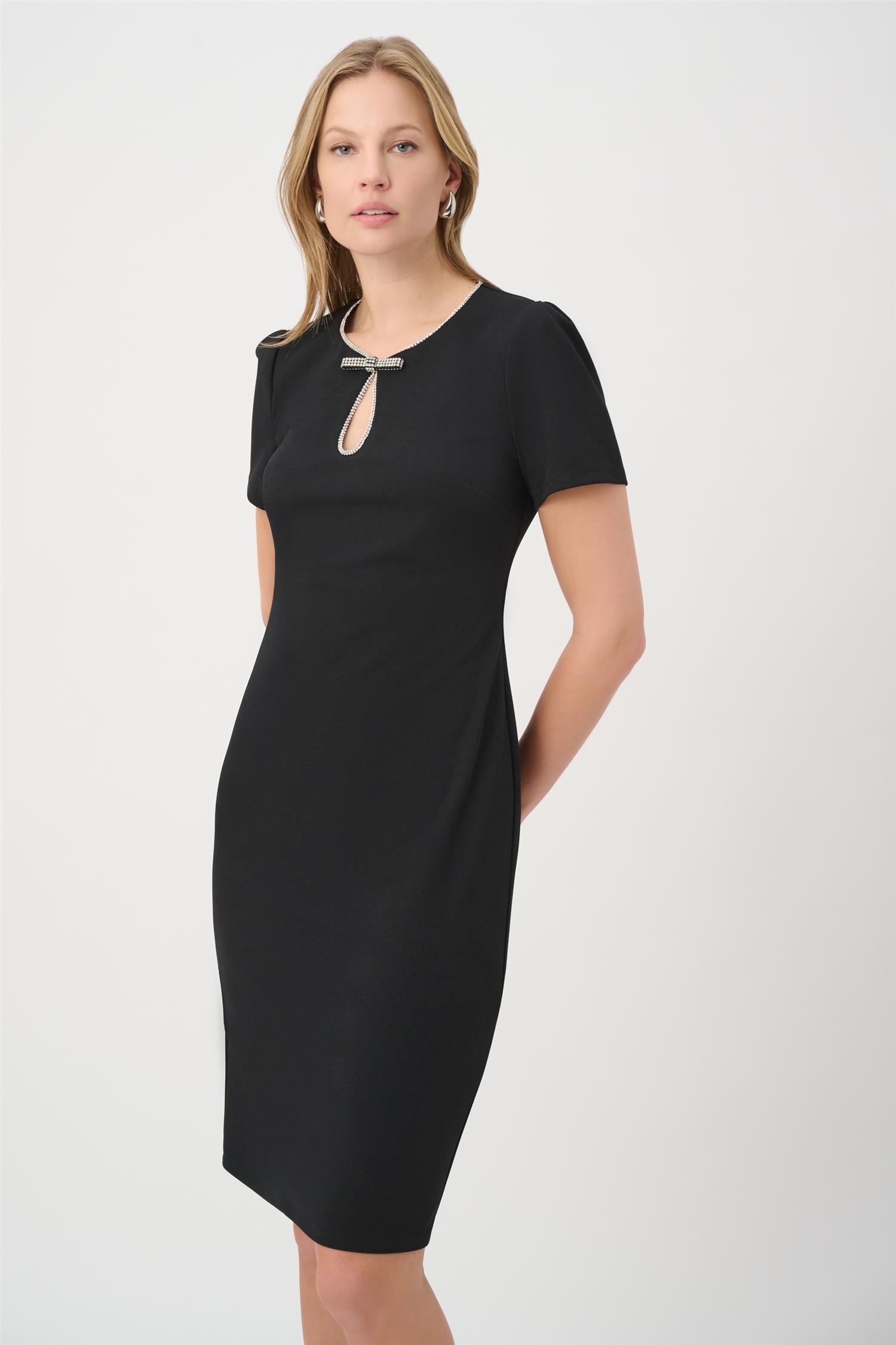 Embellished Bow Neckline Sheath Dress