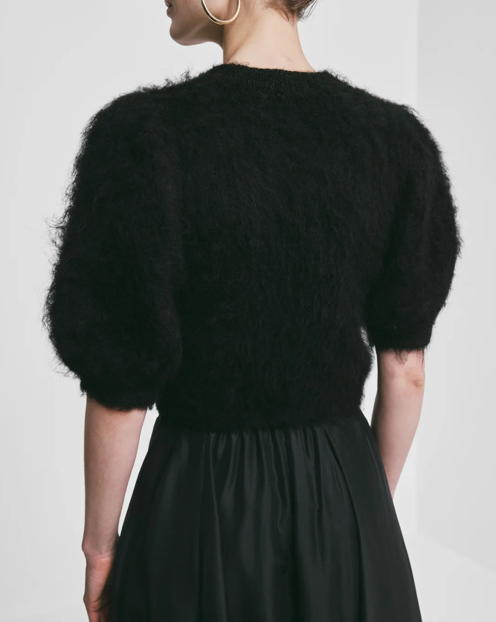 Hairy Knit Puffed Jacket PS26 Black