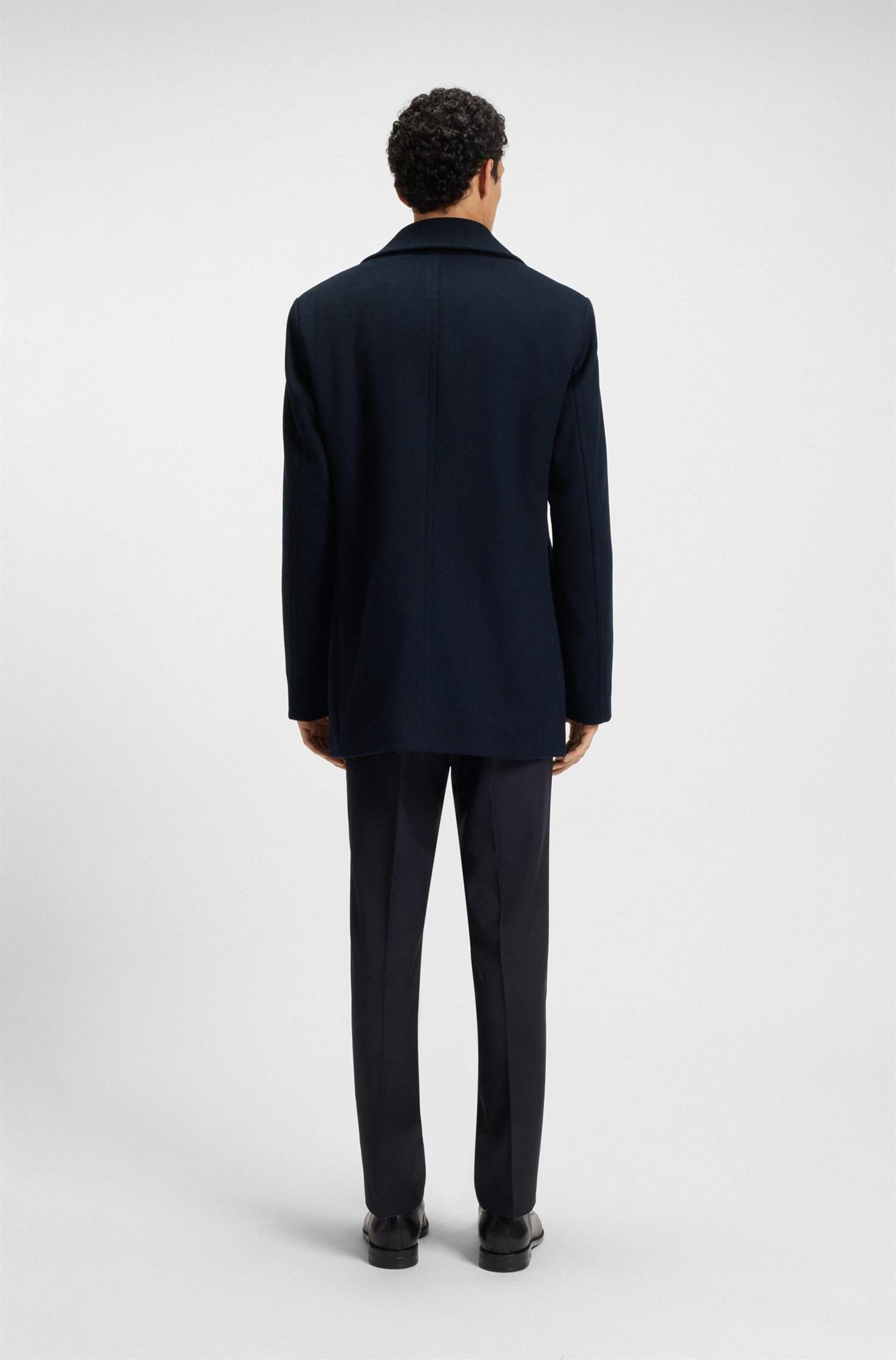 Hyde Peacoat in Wool and Cashmere Navy