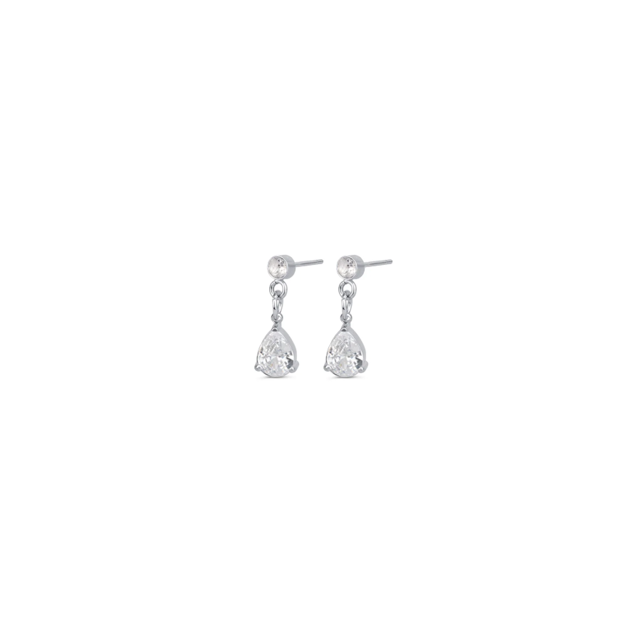 Roslyn Crystal Stud Earrings Silver