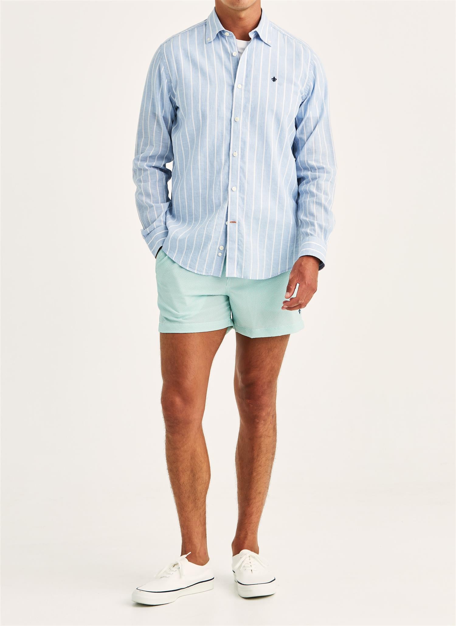 Douglas linen mix stripe classic Light Blue