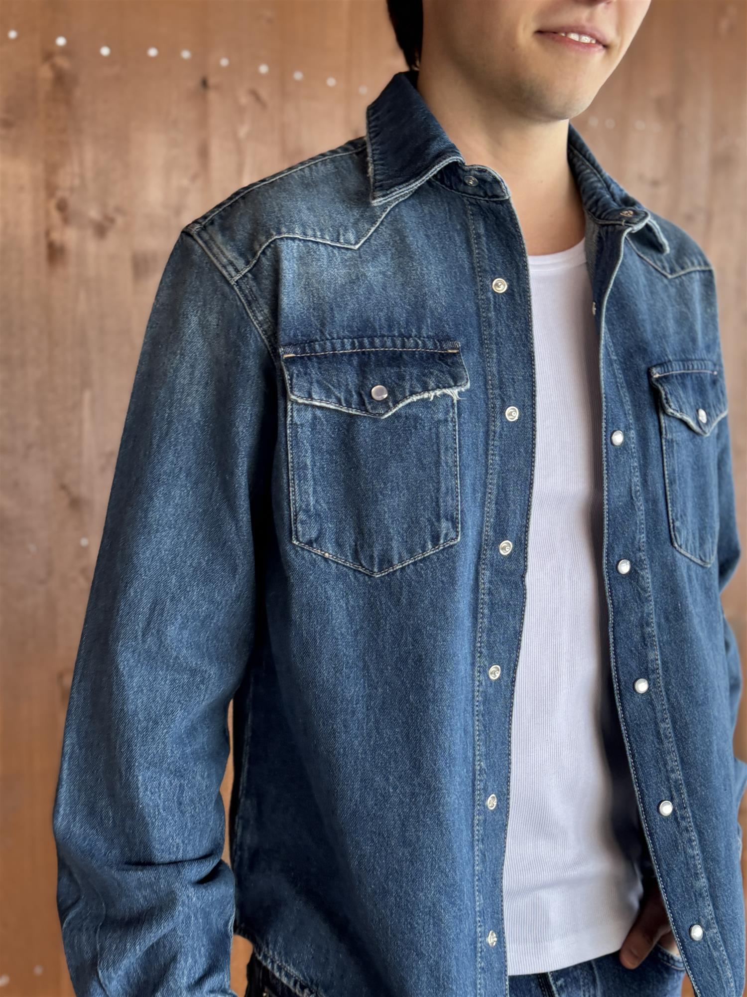 M Slim Denim Shirt Blue