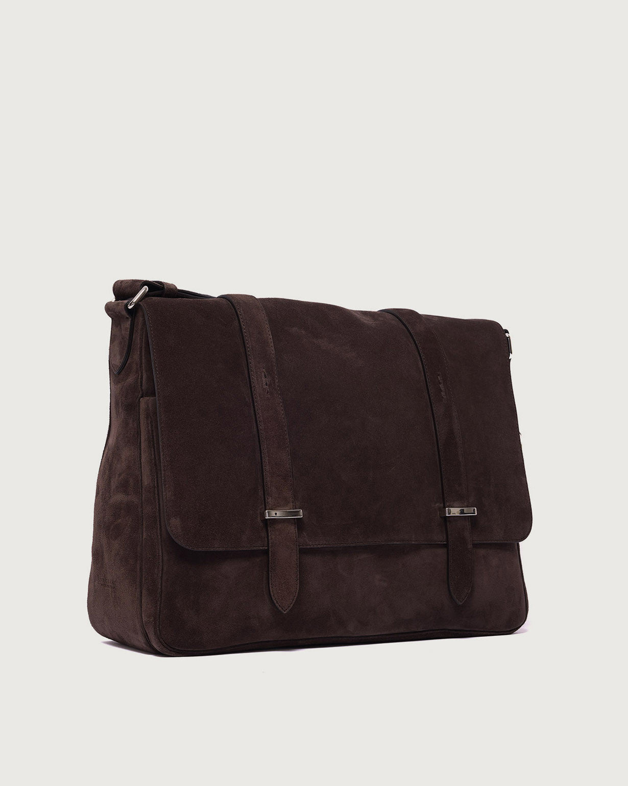 Jones Peach suede leather messenger bag Chocolate