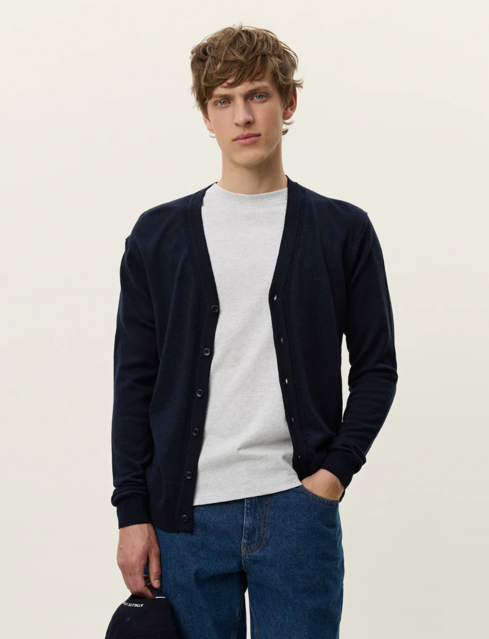 Greyson Merino Cardigan Dark Navy