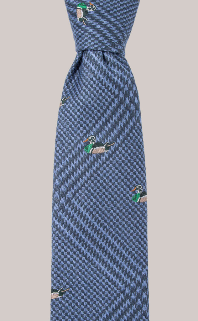Contry Wool Tie Blue Dock Pattern