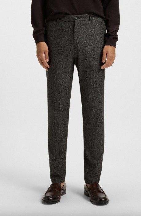 Genius Micro Patterned Wool Pant Dark Brown