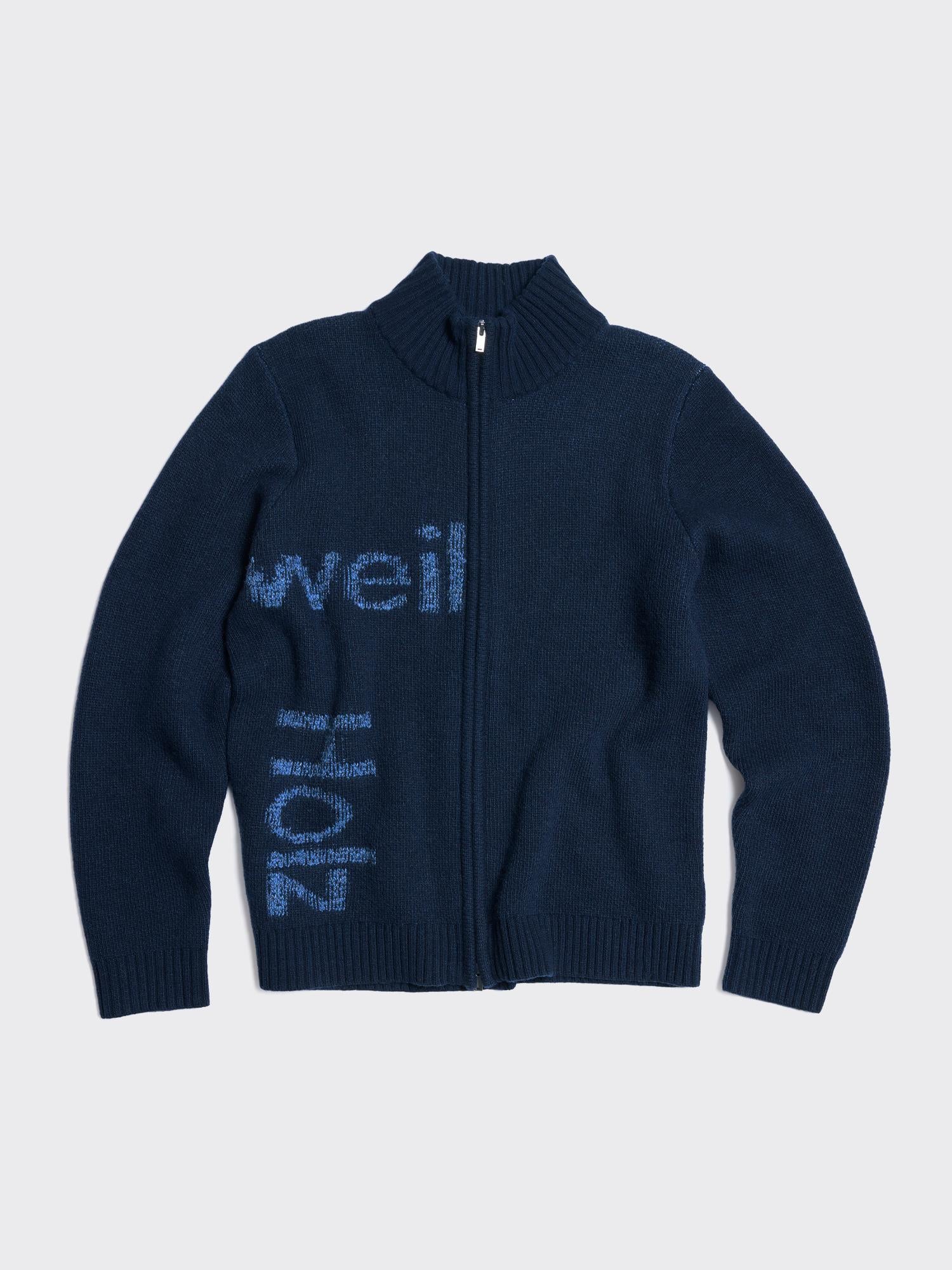 Haza Logo Zip Cardigan - Blue Mix