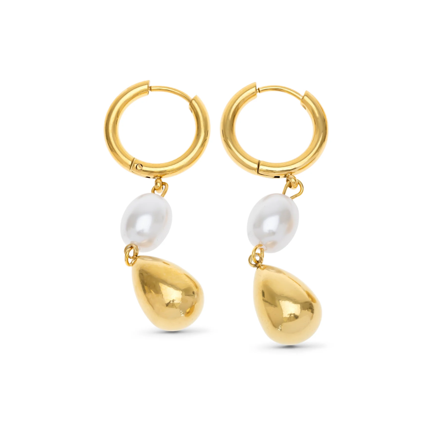 Laura Pearl Hoop Earring Stainless Steel
