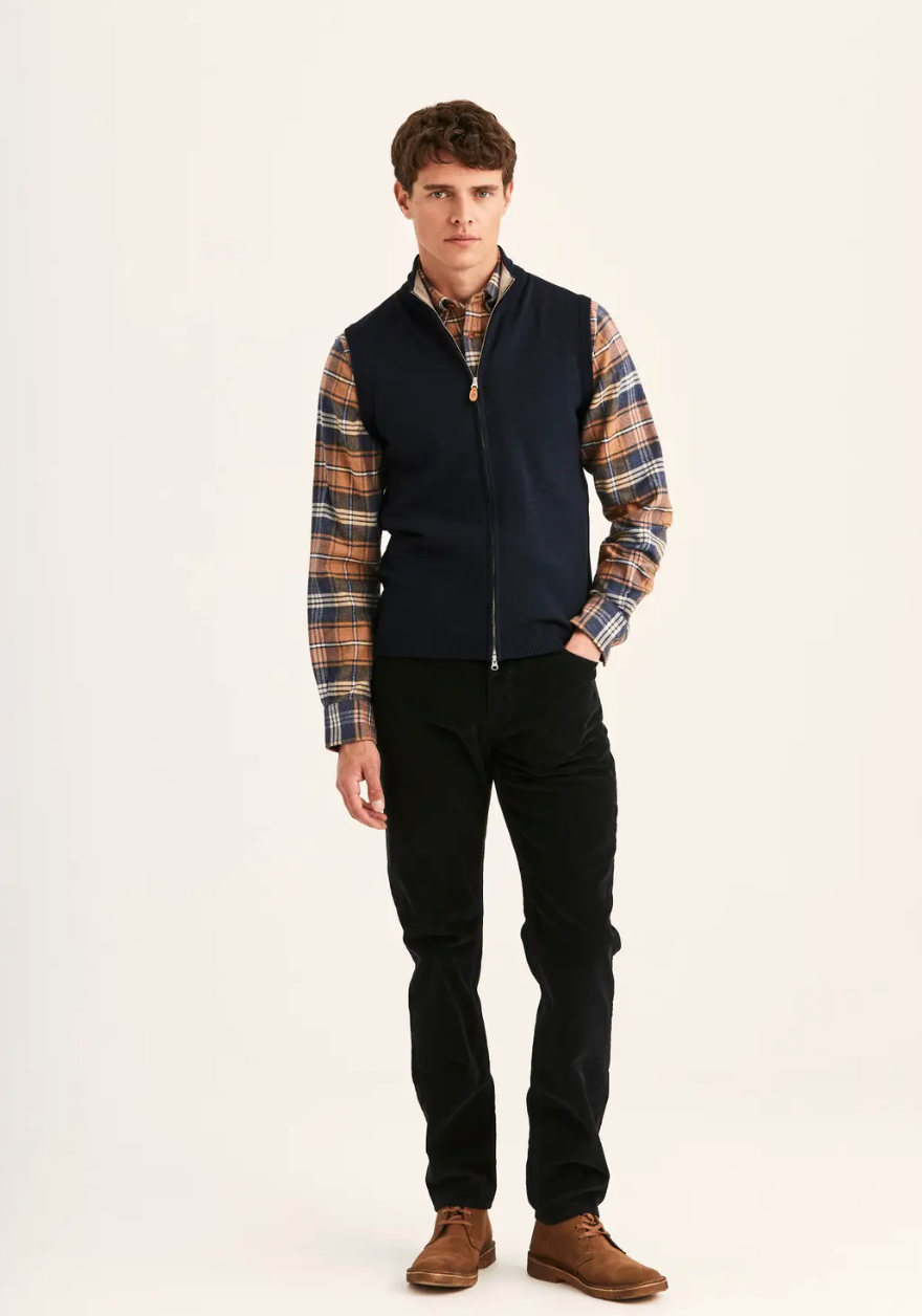 Merino Zip Vest Navy