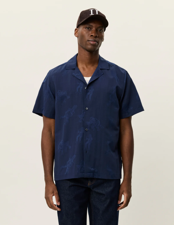 Lesley Players Jacquard SS Shirt Dark Navy