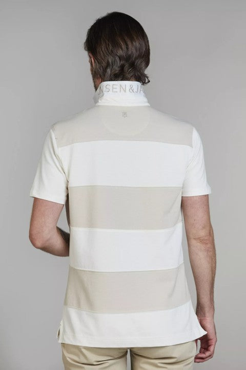 Stripe Back Polo Off White