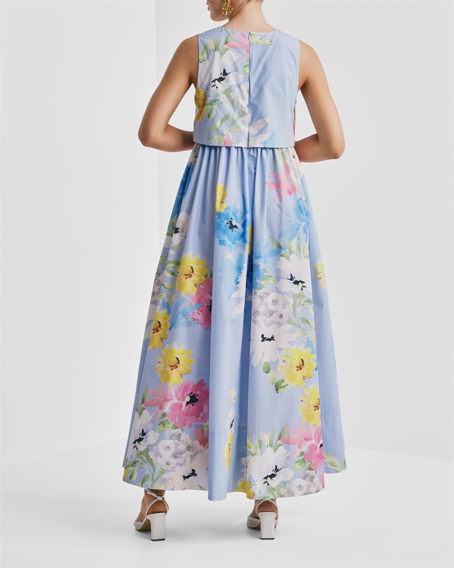 Cotton Taffeta Maxi Dress Sky Breeze