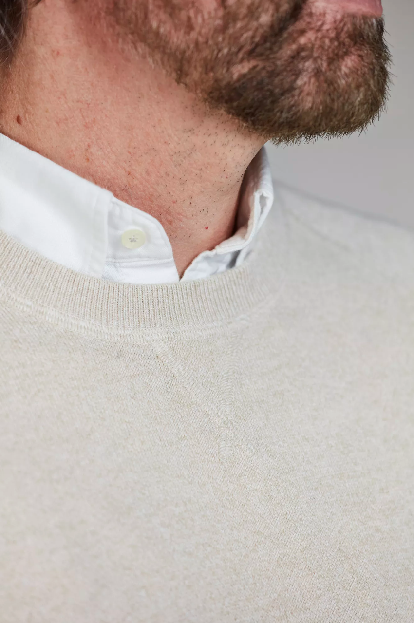 Crew Neck College Sweater Beige