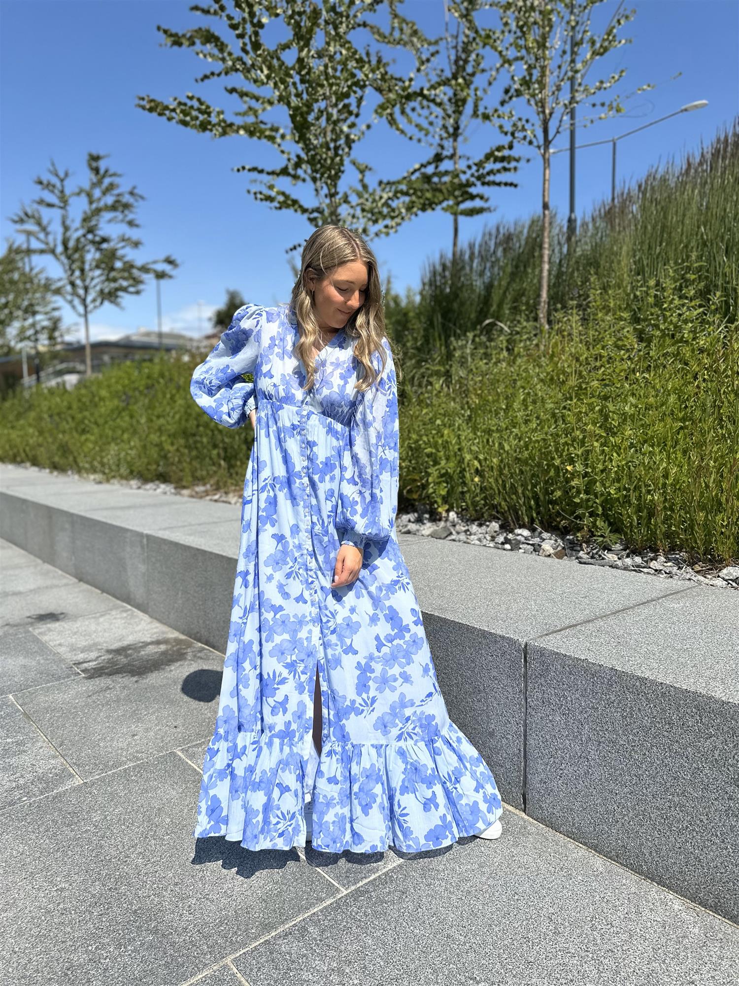 Chiffon Button-Down dress PF25 Skye Blue