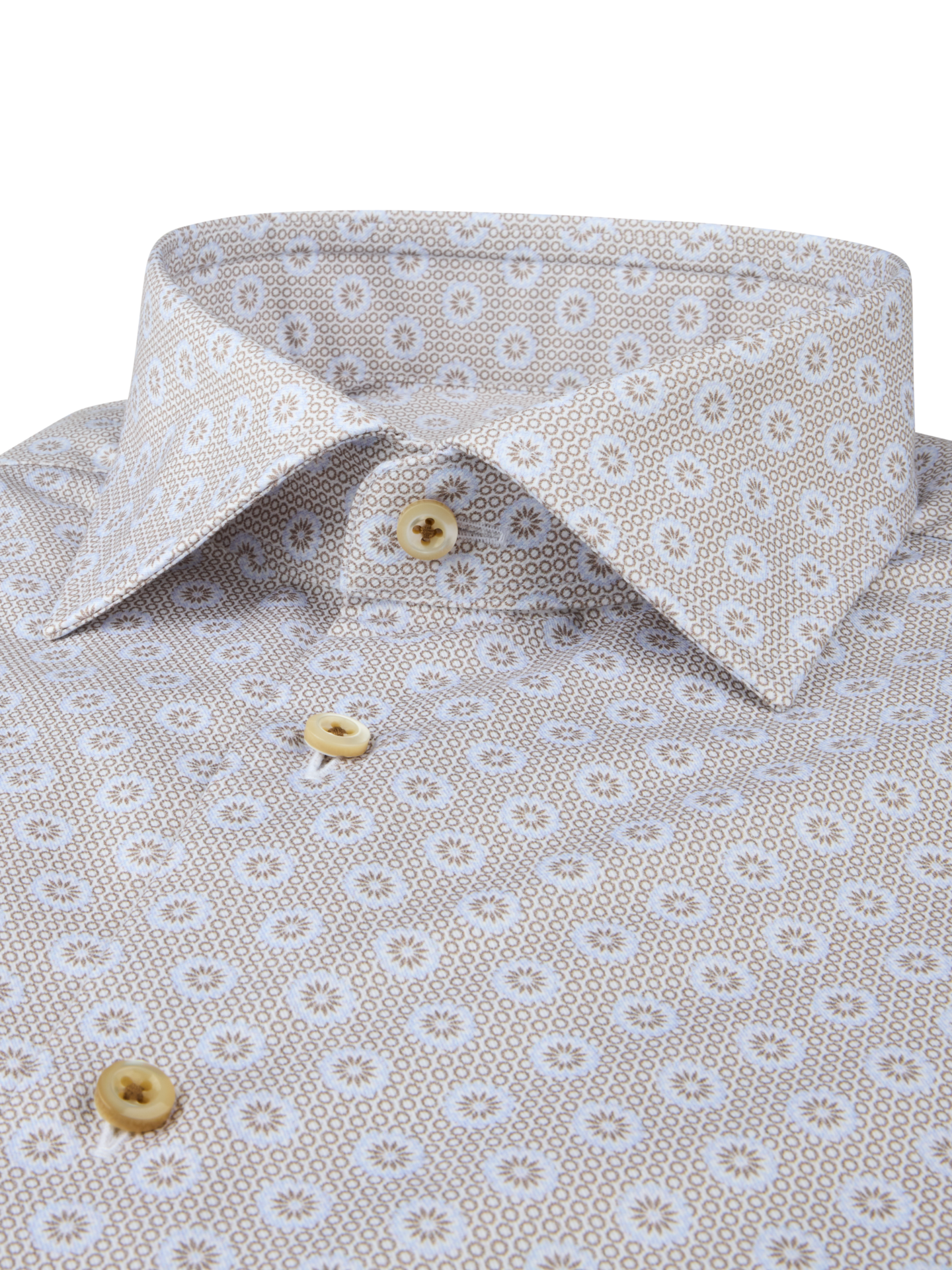 Beige Patterned Twill Regular Shirt