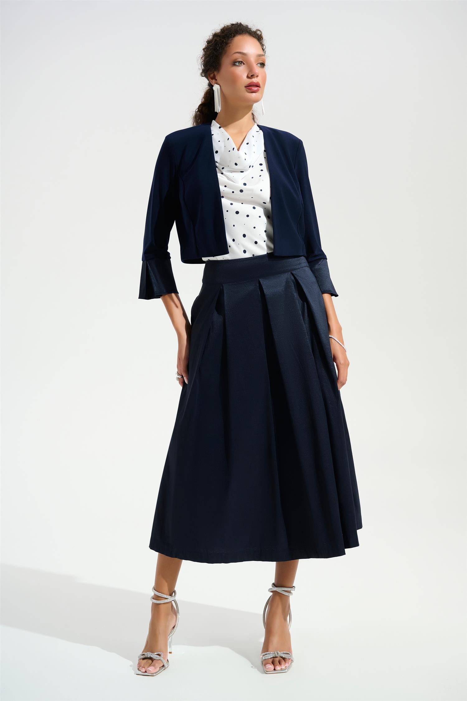 Silky knit Cover-Up With Stretch Taffeta Cuffs Navy