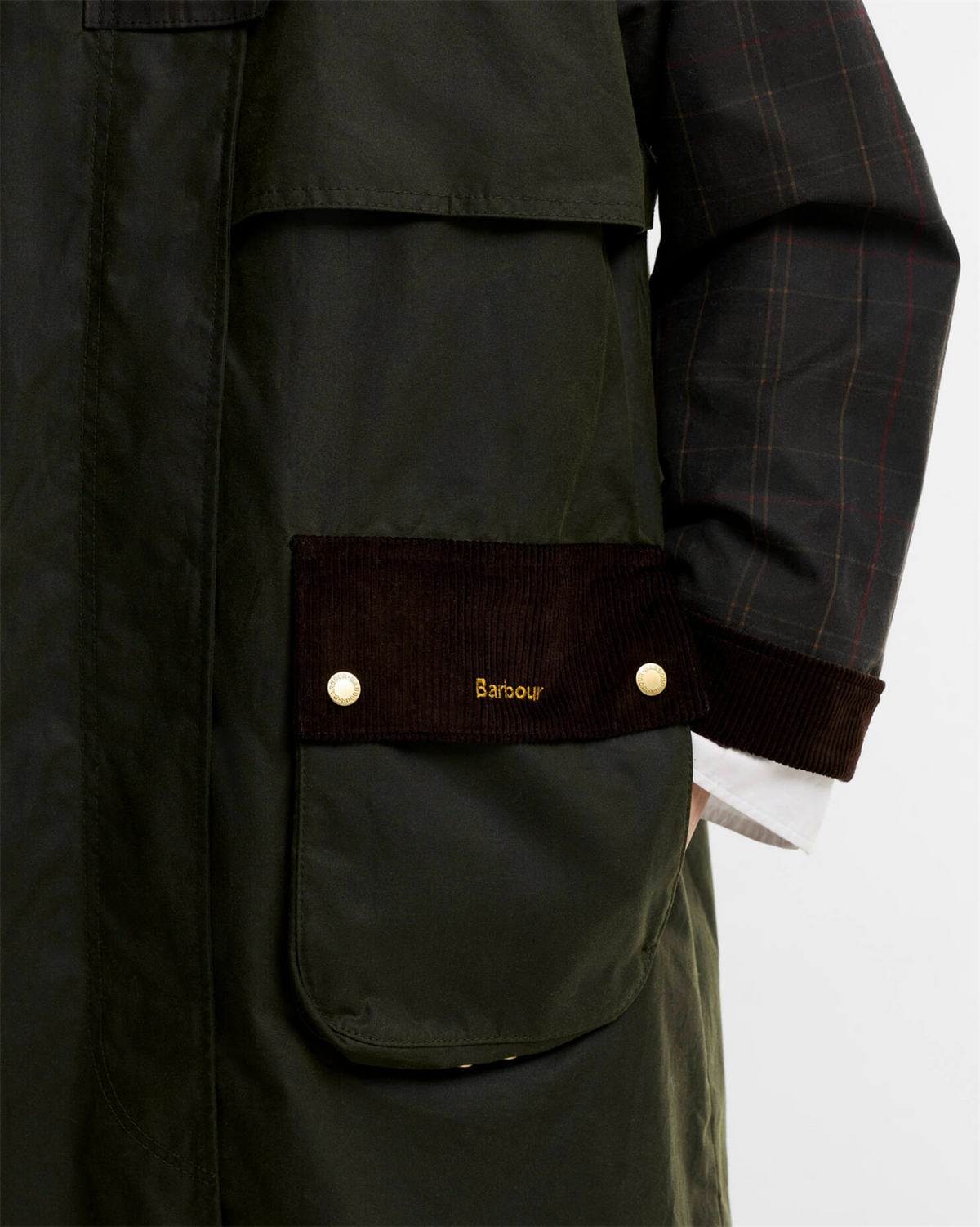 Checked Kirkless Wax Jacket Olive