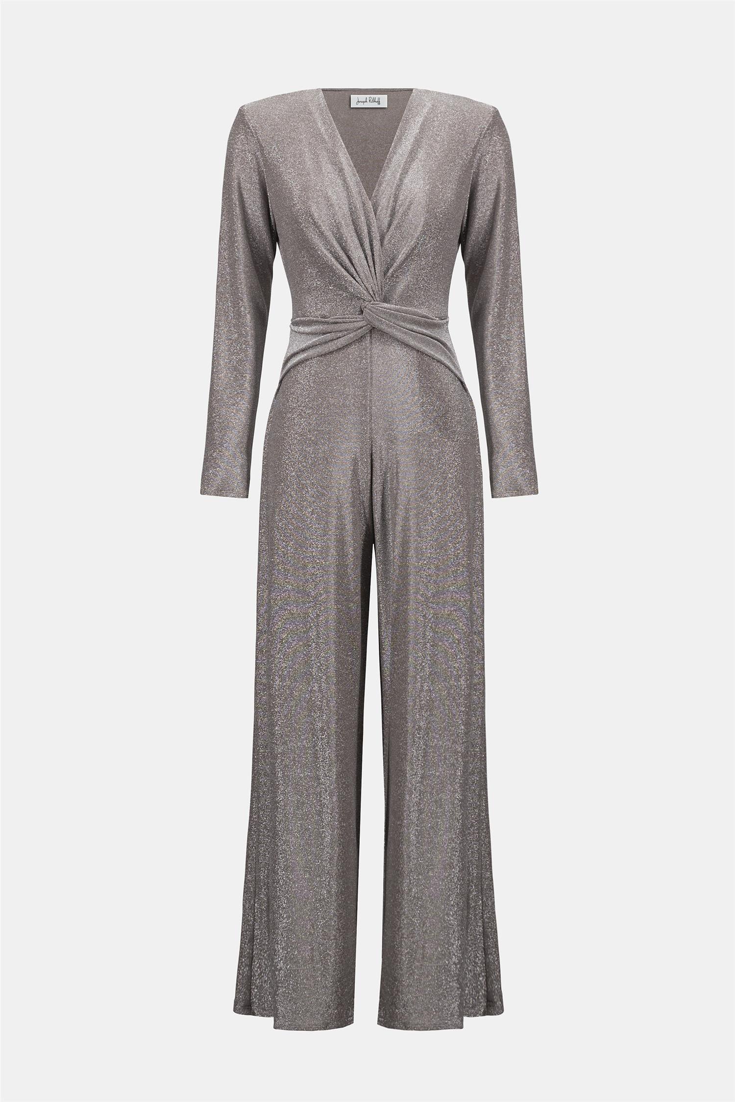 Novelty Knit Wide Leg Jumpsuit Taupe