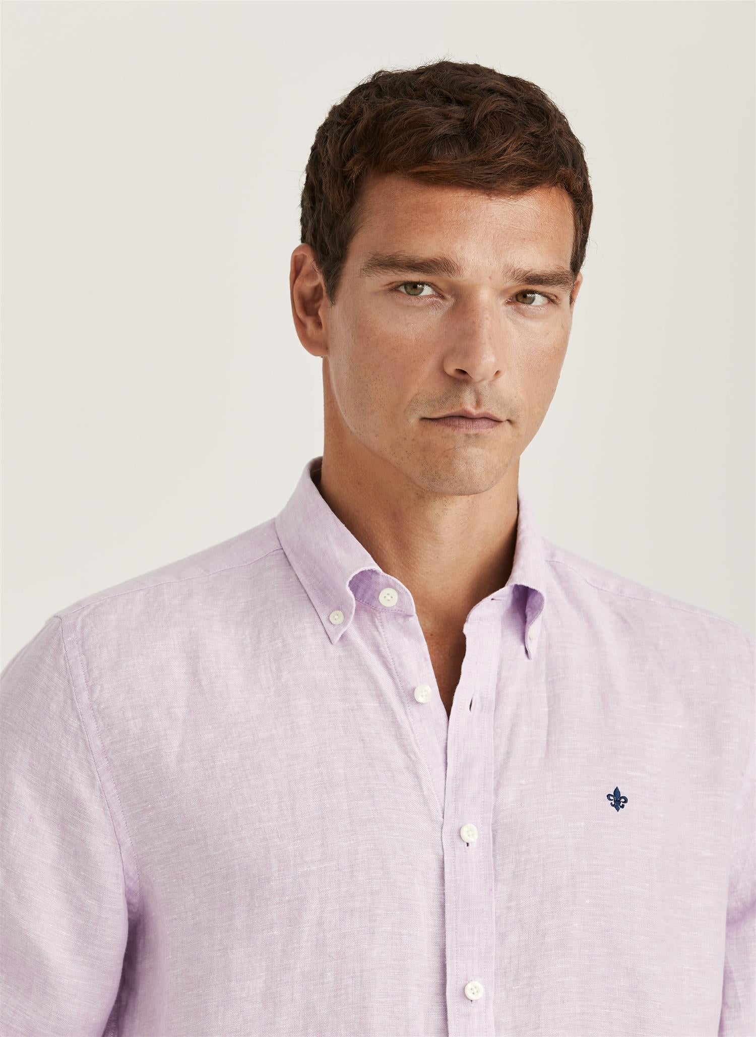 Douglas Linen Shirt-Classic Fit Purple