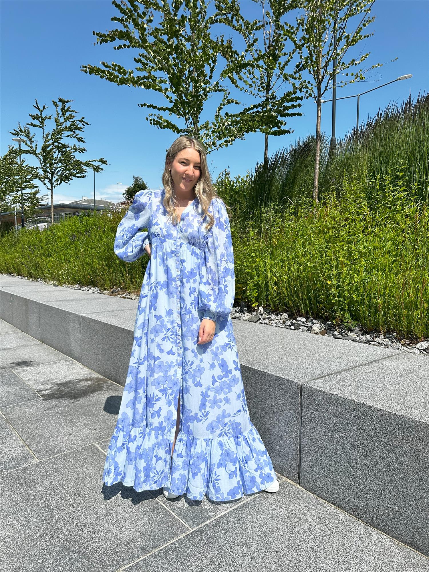 Chiffon Button-Down dress PF25 Skye Blue