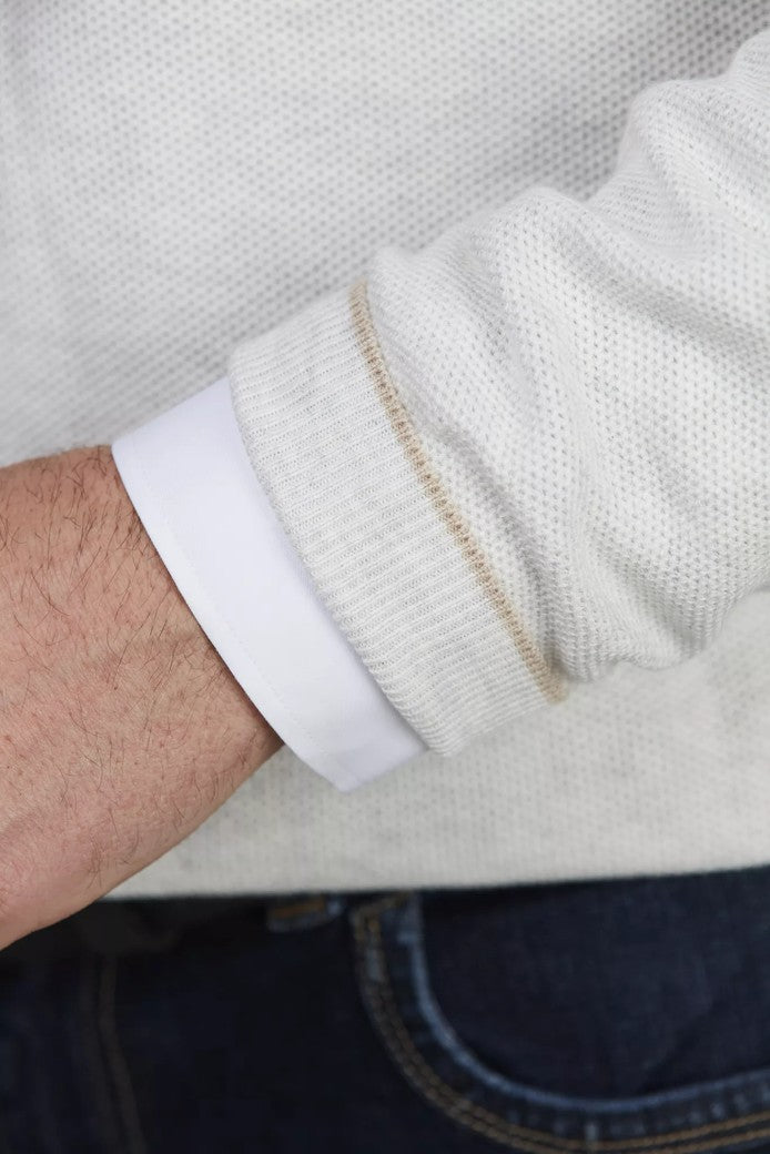HALF ZIP STRUCTURE KNIT LIGHT GREY