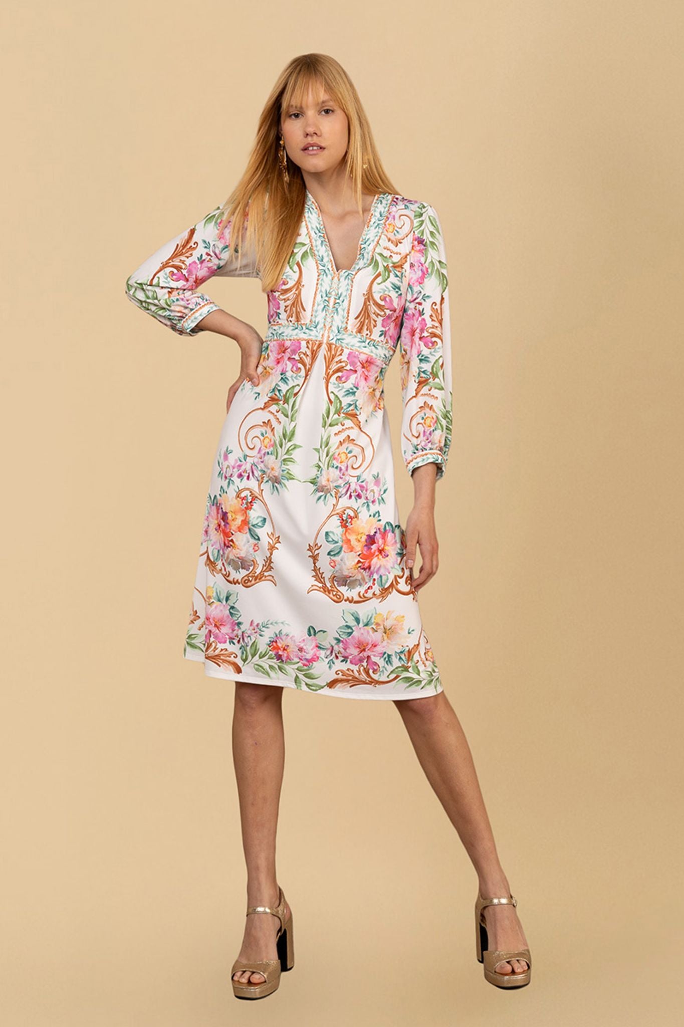 Sariah Jersey Midi Dress Ivory