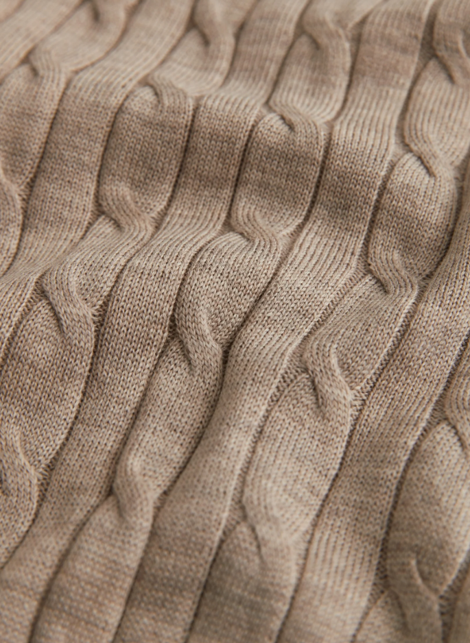 Merino Cable Oneck Khaki