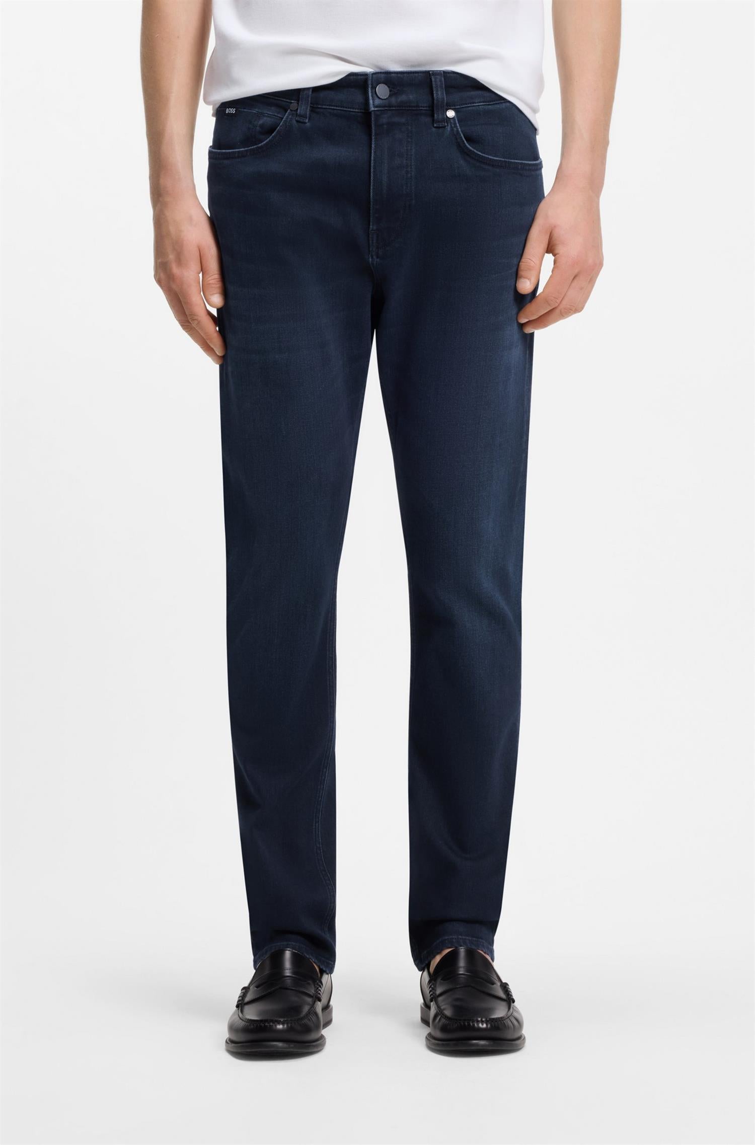 Delaware Slimfit Jeans In Stretch Cotton Blend Dark Blue