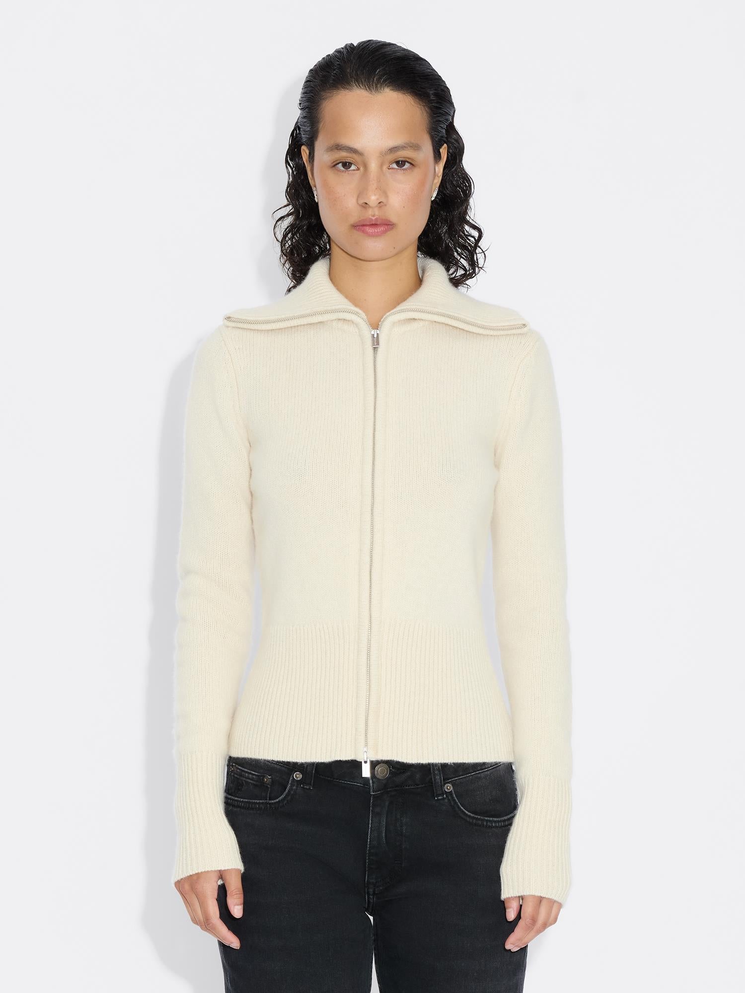 Line Wool Cardigan Ecru