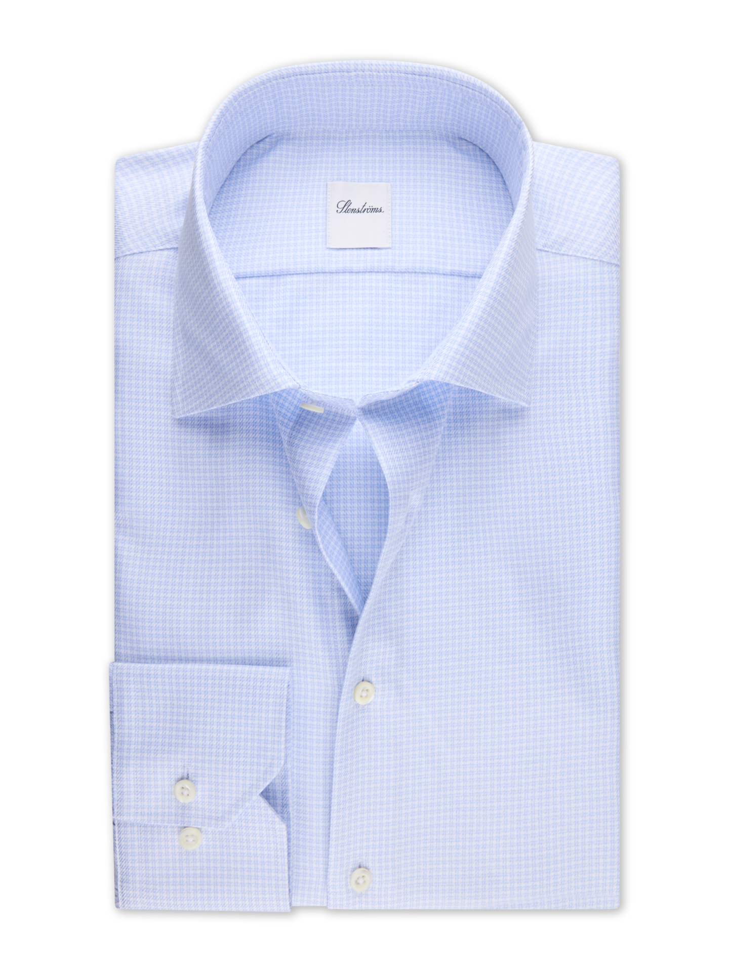Light blue Checked Slimline Twill Shirt