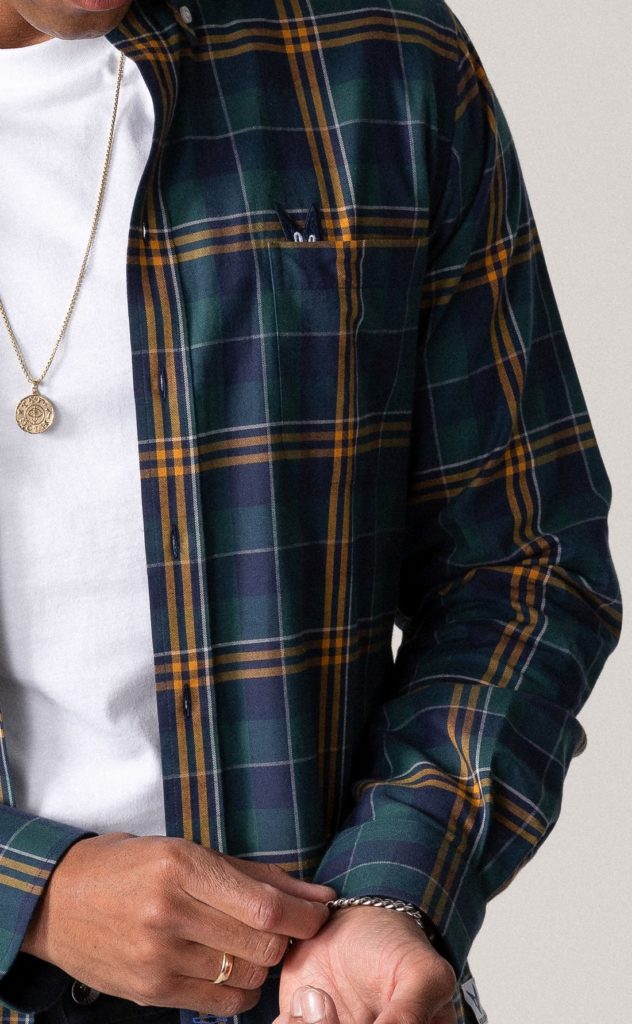 Plaid Flannel Green Navy Yellow Shirt