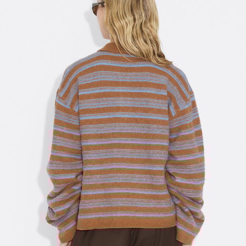 Olivia Wool Polo 26-01 Brown Stripe