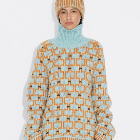 Norwegian Wool Turtleneck 25-04 Blue Mix