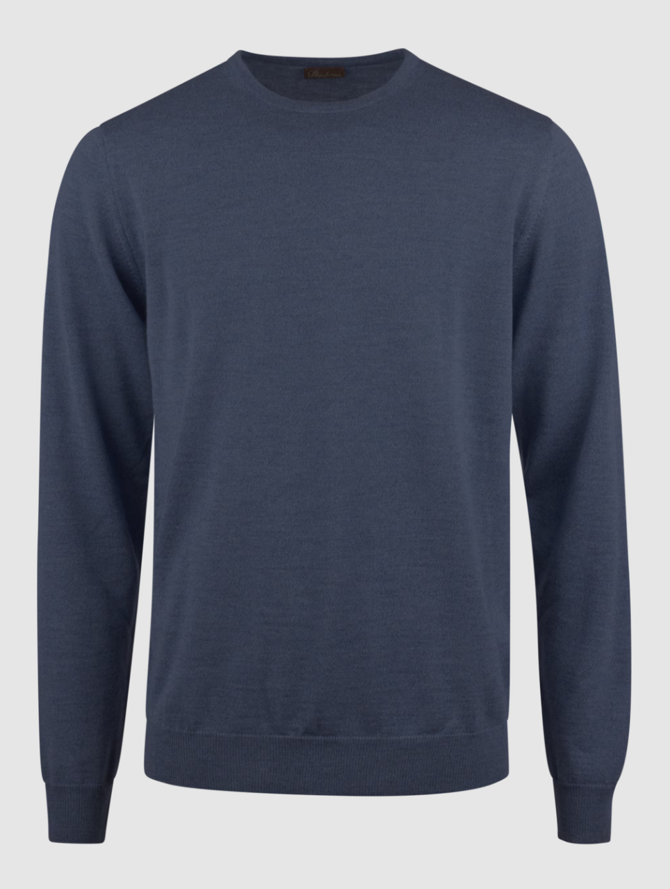 Sweater Knitted Crew Neck Merino Wool Dark Blue