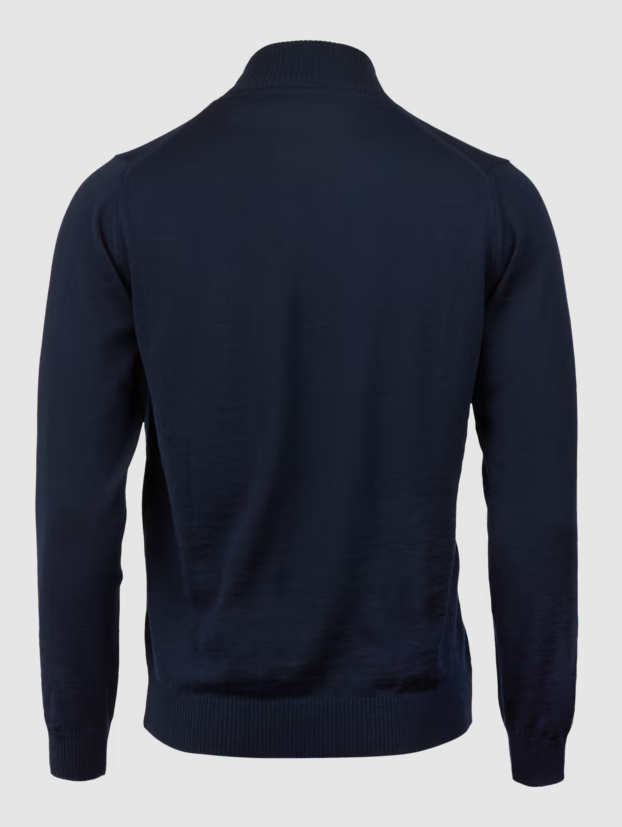 Cardigan Knitted Fullzip Merino Wool Navy