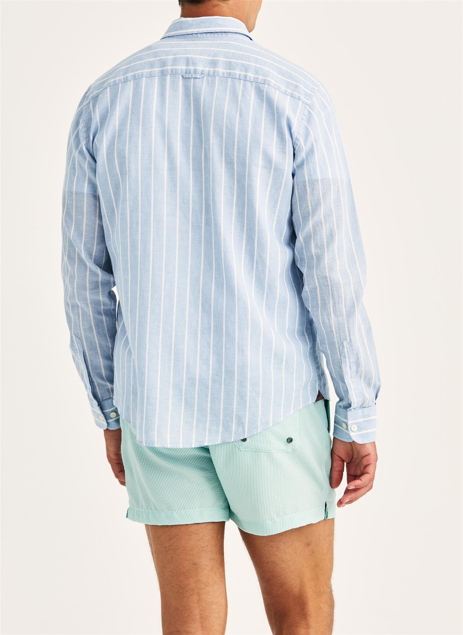 Douglas linen mix stripe classic Light Blue