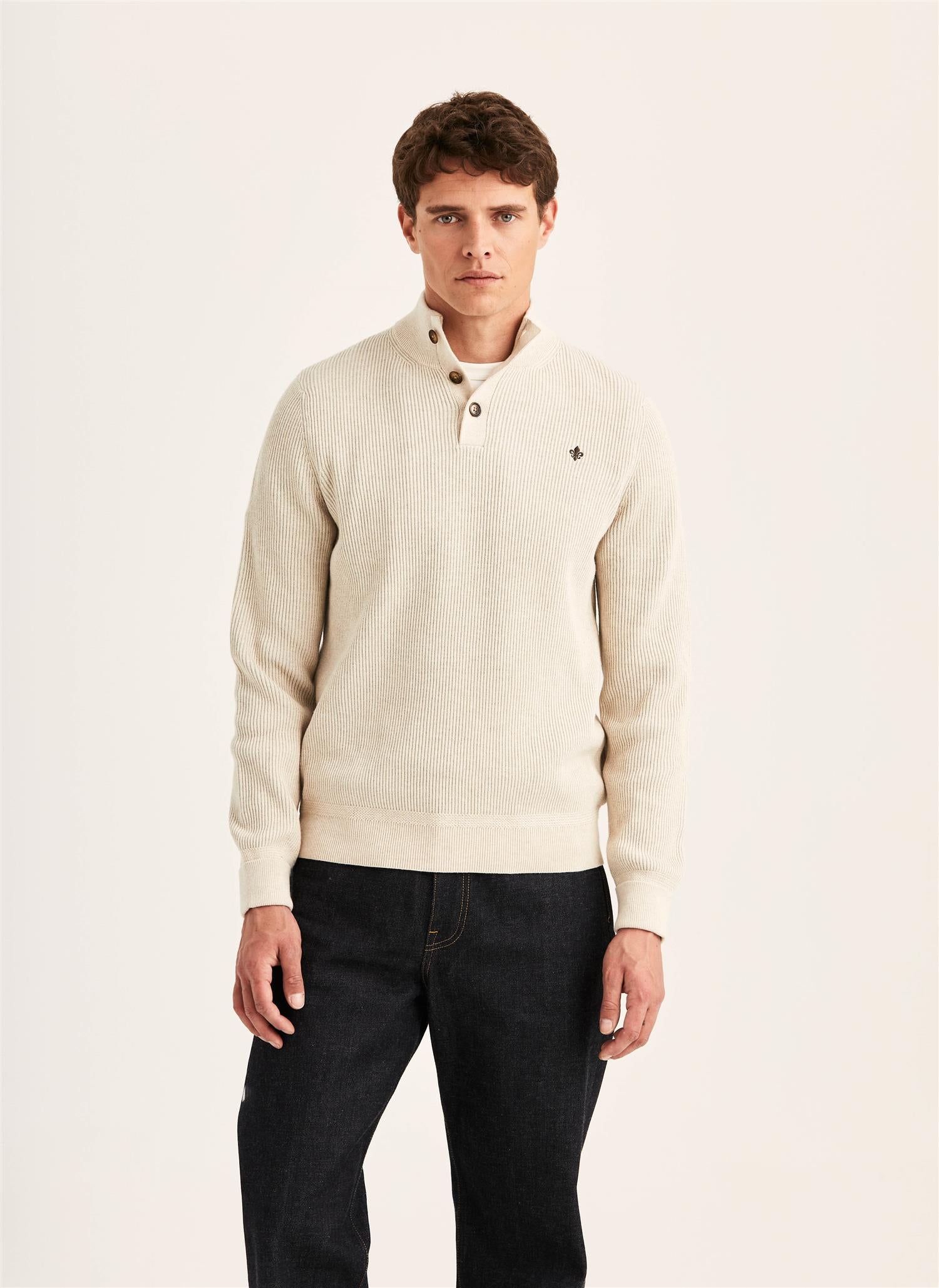 Niall Half Button Sweater Khaki