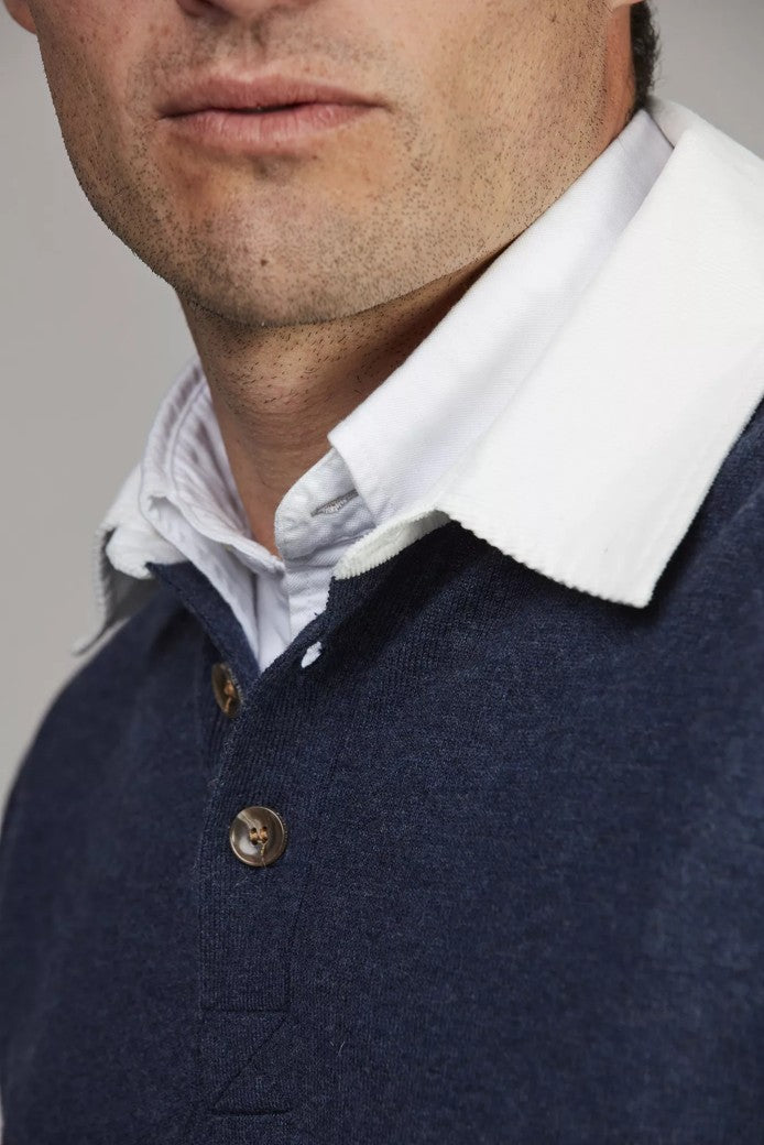 Rugger Style Knit Dark Blue
