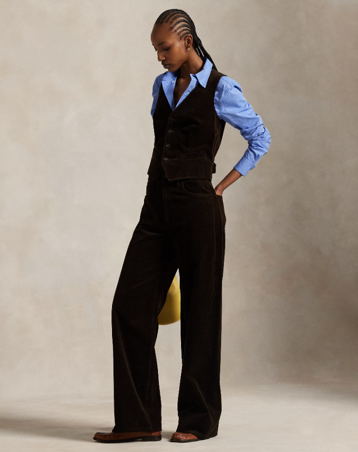 Cotton Corduroy Wide-leg Trouser Dark Beech