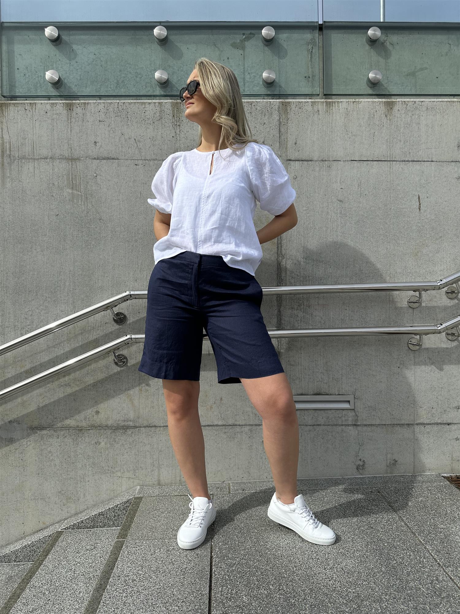Katy Linen Shorts Indigo