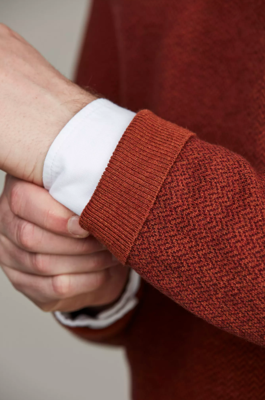 2Tone Herringbone Knit Burnt Orange