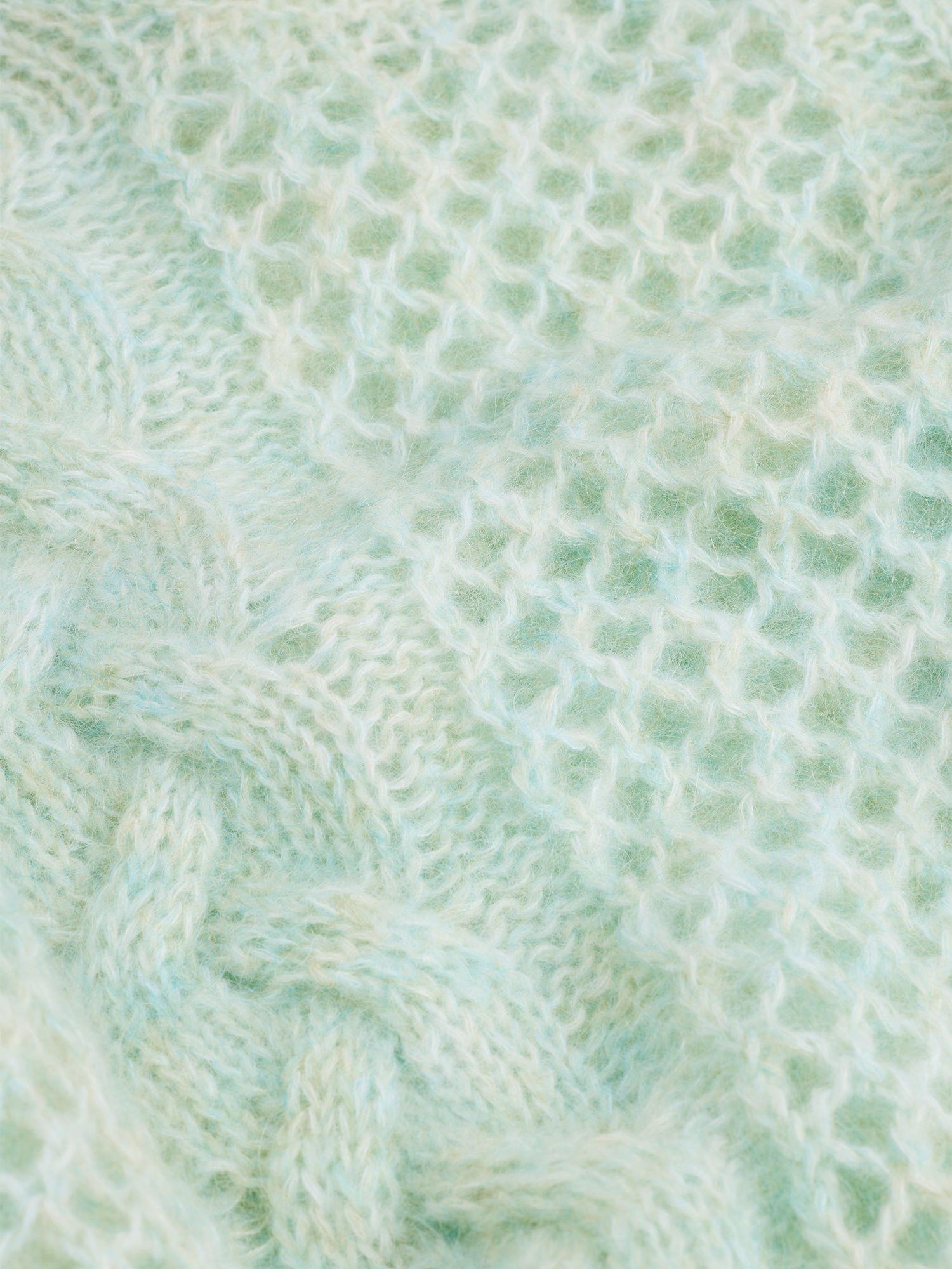 Mohair Cable Knit Crew Green mix