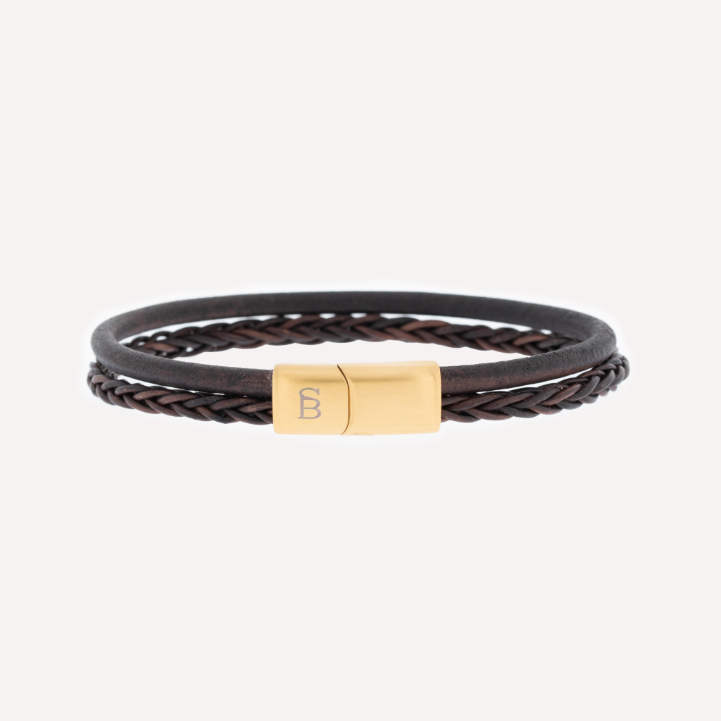 Leather Bracelet Denby Gold Brown