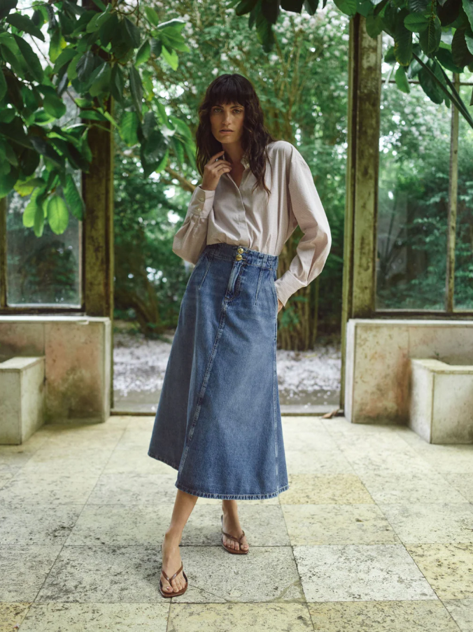 Mmleala Denim Skirt Mid Blue